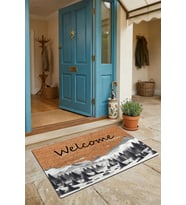 Valerine Life Kapı Önü Paspası 45x70cm Kaymaz Taban Dekoratif iç Dış Mekan Kar ve Çam Ormanı