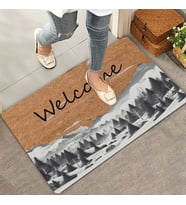Valerine Life Kar ve Çam Ormanı Welcome Kapı Önü Paspası 45x70cm (Kahverengi Açık)