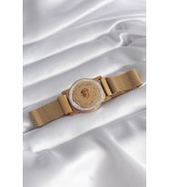 316L Çelik Gold Renk Mıknatıslı Hasır Zirkon Taşlı Model Kadın Bileklik TJ-BB5820