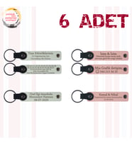 Beyaz & Yavru Ağzı, Yılbaşı Kutlamalarına Özel Anı, 6’lı Set, İsim Yazılabilen Deri Anahtarlık