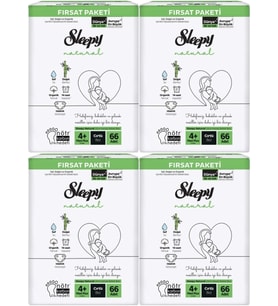 Sleepy Bebek Bezi Naturel Beden:4+ (9-16KG) Maxi Plus 264 Adet Avantaj Fırsat Pk (Beyaz)