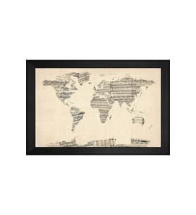 Harita Temalı Kanvas Tablo 50 x 70 cm Siyah Çerçeve