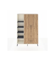 Arges Dolap 6 Raflı 4 Kapaklı Tek Askılı 132x30x195 Aytaşı-Çam/Antrasit