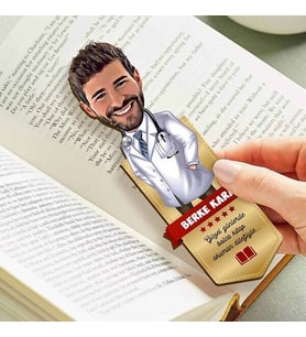 Erkek Doktora Hediye Karikatürlü Kitap Okuma Ayracı