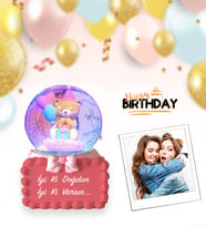 Kişiye Özel Fotoğraflı Mesajlı Happy Bhirtday İyi Ki Doğdun Işıklı Kar Küresi