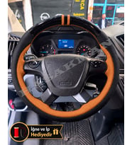 Ford Transit Dikme Direksiyon Kılıfı Parlak Siyah Taba Detaylı Taba Çift Yüzük ve Dikiş 2014+