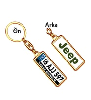 Kişiye Özel Plaka Metal Anahtarlık   Jeep Logo (Altın)