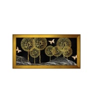 Soyut Şekiller Motifli Kanvas Tablo 50 x 70 cm Gold Çerçeve
