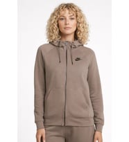 Nike Sportswear Essential Fleece Full Zip Hoodie Kadın Kapüşonlu Sweatshirt Kahverengi