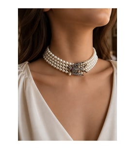 Zirkon Taşlı Choker İnci Kolye Kırlangıç Kuş Figürlü