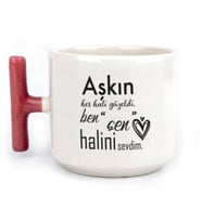 Aşkın Her Hali Güzeldi Baskılı Kırmızı Kulplu T Kupa