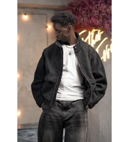 Oversize Crop Model Yan Cepli Astarlı Kırçıllı Mont