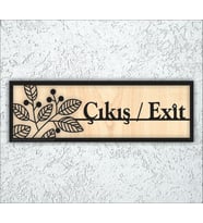 10x20 cm Çıkış / Exıt Yazılı Ahşap Yönlendirme