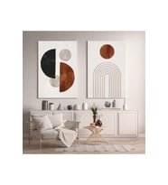 Blok Tablo Soyut Temalı Dekoratif Kanvas Tablo (2 Li Set ) (Kahverengi-Siyah)