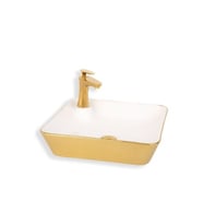 LENA TEZGAHÜSTÜ LAVABO E-4620A (Altın-Beyaz)