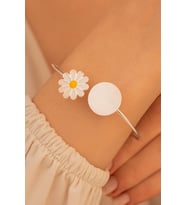 Kadın Gümüş Bileklik - Gümüş Papatya Model Kadın Bileklik 543165634123413