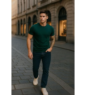 Erkek Likralı Regular Fit Haki Jean Pantolon