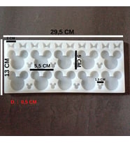 EPOKSİ REÇİNE SİLİKON KALIP ÇOKLU MİCKEY MOUSE MAGNET VE ÇOK AMAÇLI SİLİKON KALIP ONLU HB20080 (Beyaz)