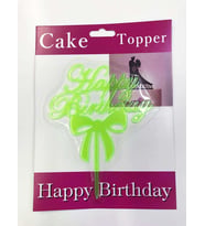 Happy Birthday Yazılı Fiyonklu Pasta Kek Çubuğu Yeşil Renk