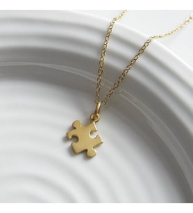 Kişiye Özel 925 Ayar Gümüş Puzzle Parçası Kolye (Gold)