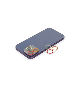Apple iPhone 12 Pro Max Renkli Kamera Lens Koruma Cam - Turuncu-Kırmızı
