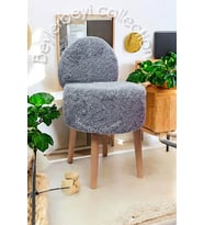 Makyaj Pufu, Sırtlı Puf, gri Peluş. Bench,puf, Yüksek Ayaklı Puf ,mini Berjer