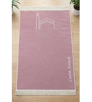 Canım Anneme - Kabe Desenli Saçaklı Kadife Seccade - Pembe