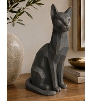 El Yapımı Kübik Kedi Heykeli Dekoratif El Yapımı Heykel Biblo 23 Cm El Yapımı