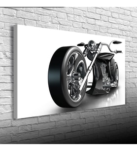 Futuristik Siyah Motosiklet Kanvas Tablo 60 x 120