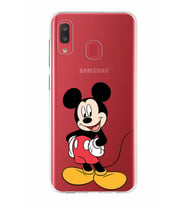 Samsung Galaxy A20  Kapak Mickey Mouse Tasarımlı Şeffaf Silikon Kılıf