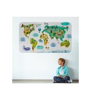 Eğitici Dünya Haritası Dünya Atlası Çocuk Ve Bebek Odası Duvar Sticker-3807-60x105