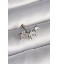 316L Çelik Gümüş Renk Zirkon Taşlı Yıldız Model Tragus Piercing