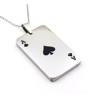 Maça As İskambil Poker Paslanmaz Parlak Çelik Erkek Zincir Kolye Q0959