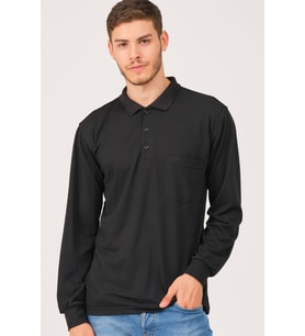 V1902 DEWBERRY ERKEK POLO YAKA SWEATSHIRT-SİYAH