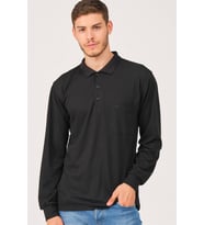 V1902 DEWBERRY ERKEK POLO YAKA SWEATSHIRT-SİYAH