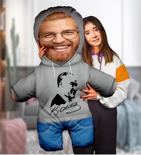 eJOYA Kişiye Özel Fotoğraflı 29 Ekim'e Özel Peluş Oyuncak 100x80 cm 114796 (Gri)