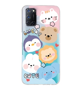 Oppo A52/A72/A92 Uyumlu Cute Animals Tasarımlı Şeffaf Telefon Kılıfı