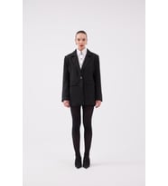 Oversize Kesim Çizgili Strip Blazer Ceket Siyah