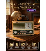 NS-8898BT Nostaljik Radyo Analog Saatli FM Radyo Bluetooth Hoparlör USB TF AUX MP3 Çalarlı