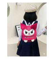Kuromili Mini Peluş Çanta, Ayarlanabilir Çocuk Sırt Çantası Askılı, Astarlı, Fermuarlı, 30 cm (Fuşya)