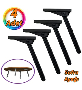 4 Adet Katlanabilir Siyah Yer Sofra Ayağı Katlanır Yer Sofrası Sini Altı Plastik Ayak 22 Cm