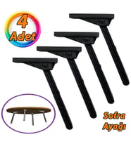 4 Adet Katlanabilir Siyah Yer Sofra Ayağı Katlanır Yer Sofrası Sini Altı Plastik Ayak 22 Cm