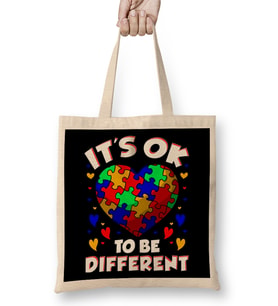 It s OK To Be Different Autism Awareness Hamster Bez Çanta Uzun Saplı