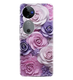 Vivo V40 5G Kılıf Boutique Baskılı Resimli Mor Güller Pcode -029