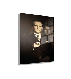 Temperli Gerçek Cam Ofis Tablosu Mustafa Kemal Atatürk