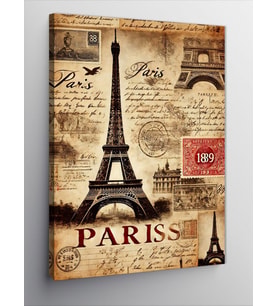 Kanvas Tablo Eiffel Kulesi Ve Paris Kartpostalı