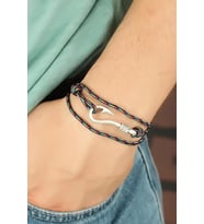 Çizgi Desenli Metal Kancalı Erkek Bileklik - TJ-EB2239-KS