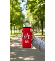 Premium Kılıflı Cam Matara 750ml – Kırmızı