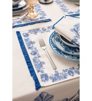 Azure Blue, Duck Keten Amerikan Servis, 6 Kişilik, 6'lı Amerikan servis 40x50 (Mavi)