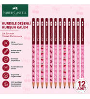 Faber-Castell Cherry Desenli Kurşun Kalem 12 Adet 2B Yuvarlak Gövde